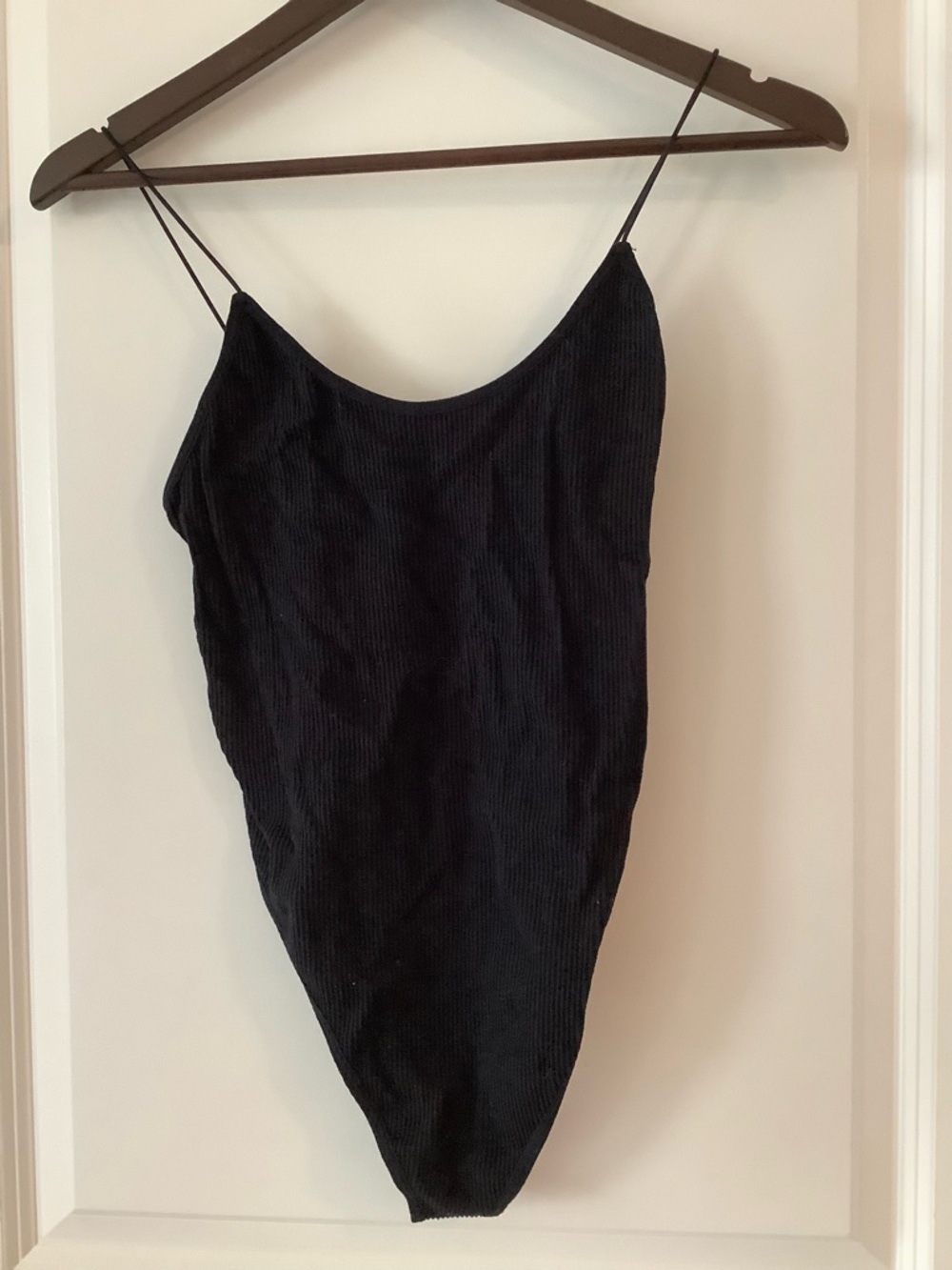 Forever 21 Black Ribbed Spaghetti Strap Bodysuit